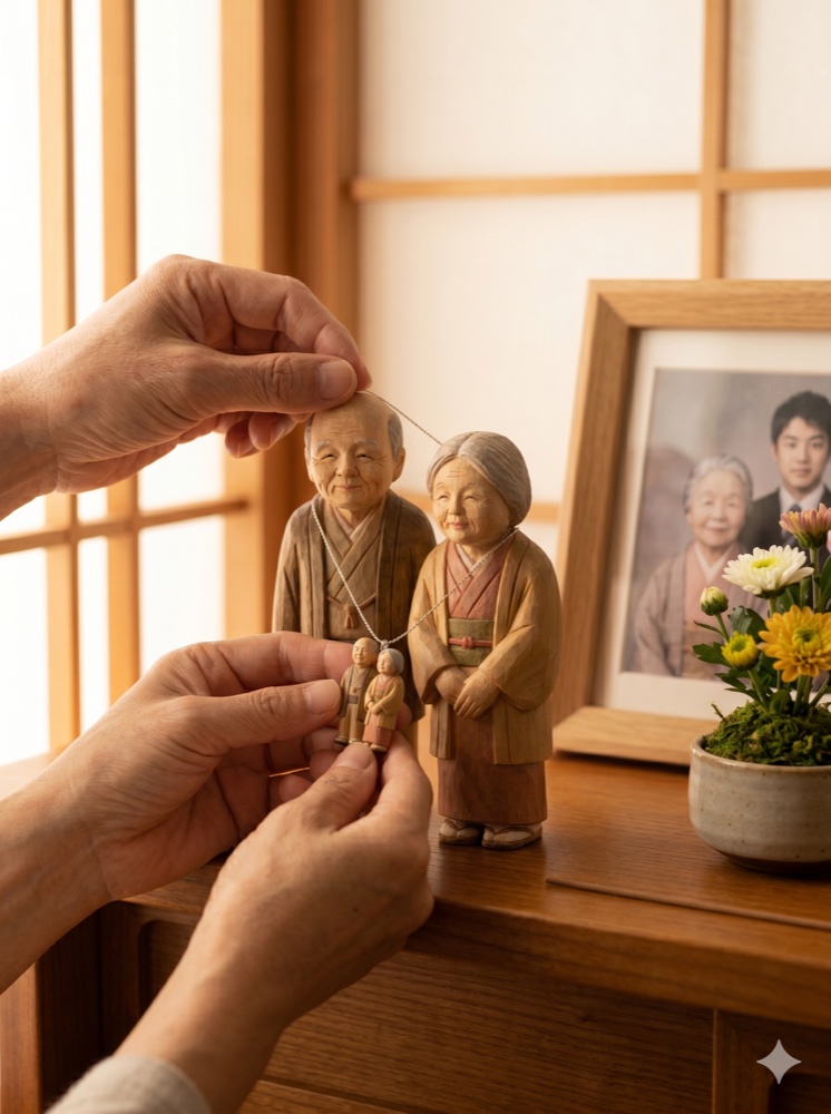 フィギュアと家族写真